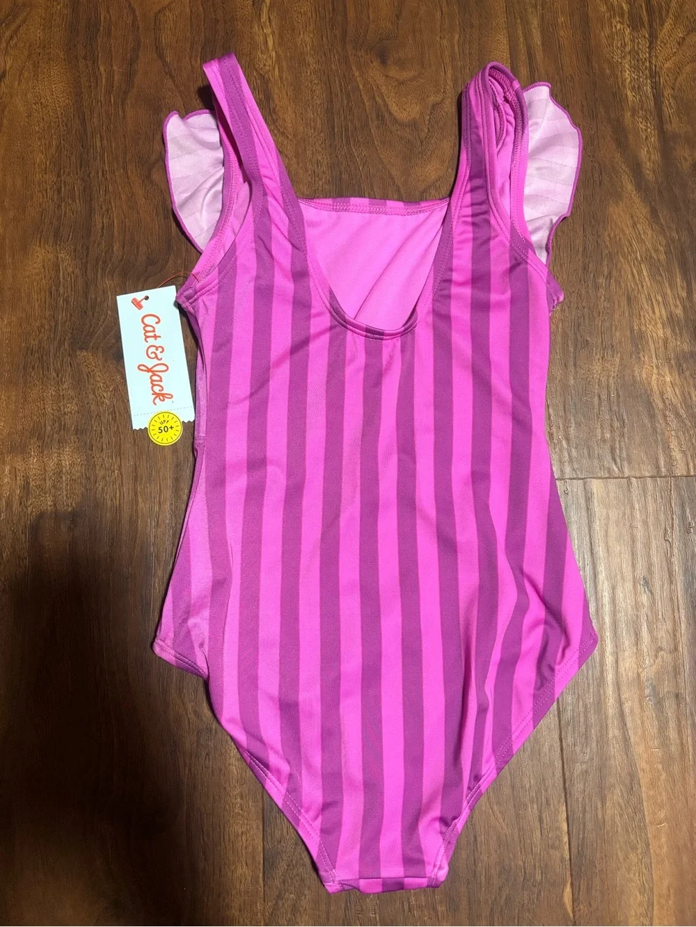 Cat & Jack Girls' Two Striped One Piece Swimsuit - Purple